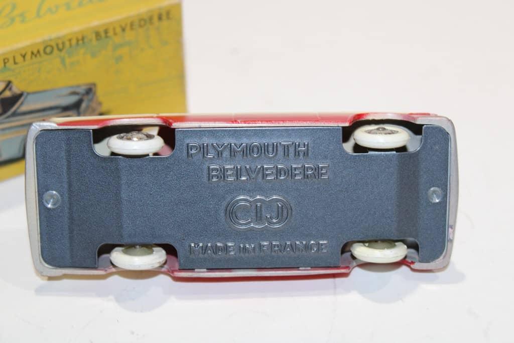PLYMOUTH BELVEDERE BICOLORE ROUGE/BLANC 1955 CIJ 1/43°