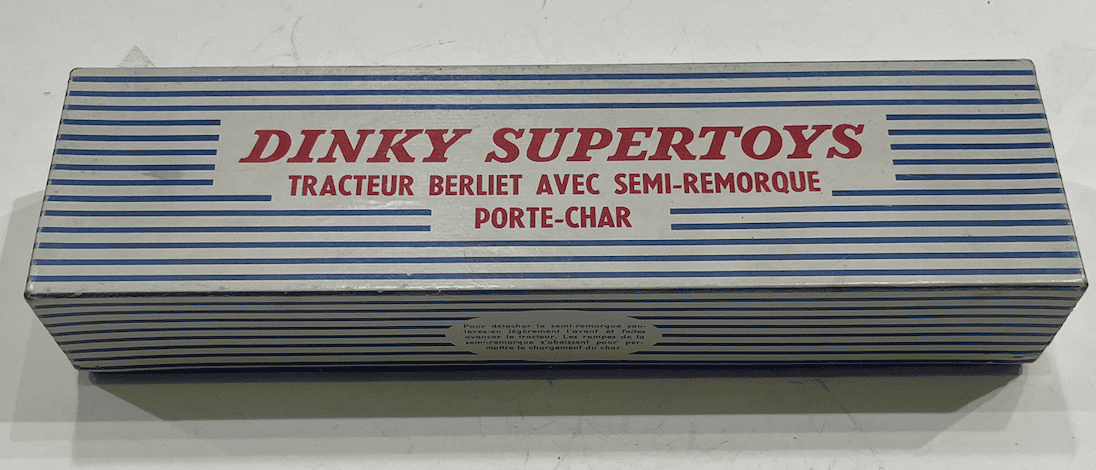 BERLIET TRACTEUR MILITAIRE AVEC SEMI-REMORQUE PORTE-CHAR DINKY TOYS 1/43°