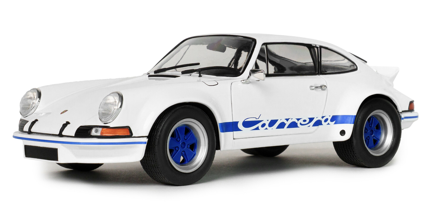 PORSCHE 911 RSR – WHITE / BLUE CARRERA STRIPES – 1973 SOLIDO 1/18