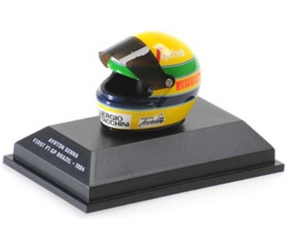 CASQUE HELMET A.SENNA FIRST F1 BRAZIL 1984 MINICHAMPS 1/8°