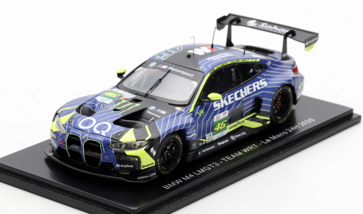 BMW M4 LMGT3 NO.46 TEAM WRT LE MANS 24H 2025 A. AL HARTHY - V. ROSSI - K. VAN DER LINDE 1/43 SPARK