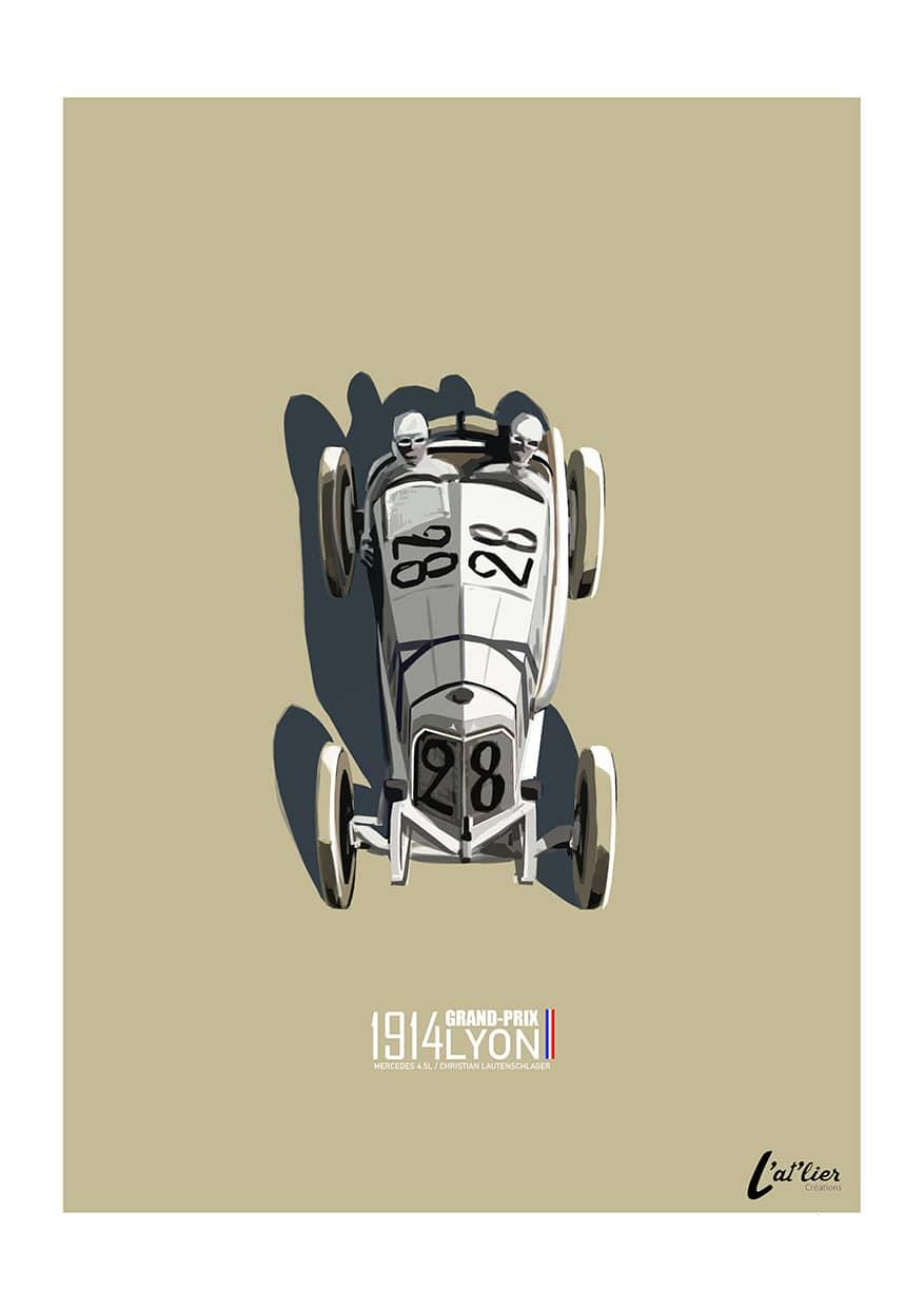 AFFICHE GP DE FRANCE "VAINQUEUR 1914" L'AT'LIER CREATIONS