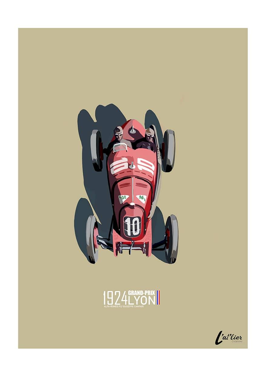 AFFICHE GP DE FRANCE "WINNER 1924" L'AT'LIER CREATIONS