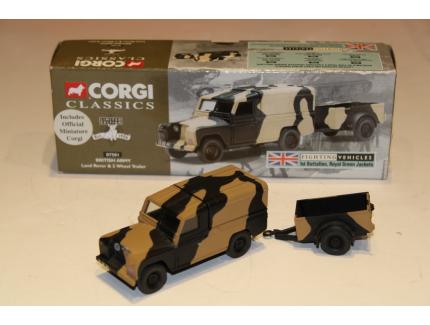 BRITISH ARMY LAND ROVER & 2WHEEL ARMY CORGI CLASSIC 1/50