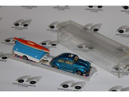 VW 1303 BLEU + REMORQUE CANOE MAJORETTE 1/87