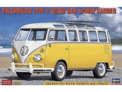 VOLKSWAGEN TYPE 2 MICRO BUS W/ROOF CARRIER HASEGAWA 1/24