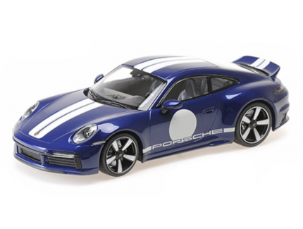 PORSCHE 911 (992) SPORT CLASSIC – 2022 – BLEU METALLIC W/STRIPE MINICHAMPS 1/18