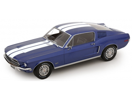 FORD MUSTANG GT FASTBACK BLUE METALLIC & WHITE 1968 KK SCALE 1/18