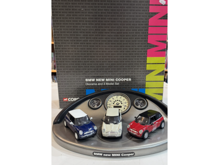 BMW NEW MINI COOPER DIORAMA AND 3 MODEL SET CORGI 1/36
