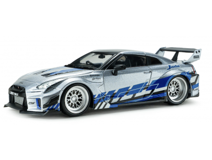 NISSAN GT-R (R35) LIBERTY WALK SILHOUETTE – SILVER AND BLUE STRIPES – 2020 SOLIDO 1/43