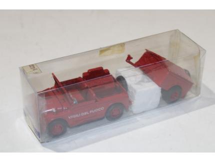 FIAT CAMPAGNOLA AVEC REMORQUE VIGILI DEL FUOCO 1965 OLD CARS 1/43°