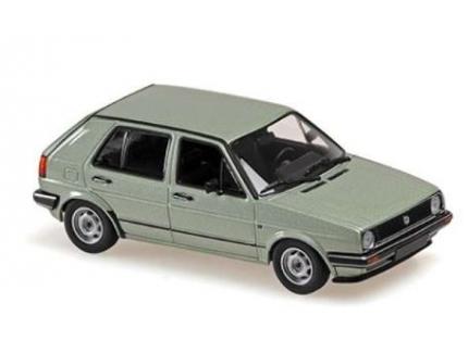 VOLKSWAGEN Golf II 1985 silver green metal MAXICHAMPS 1/43