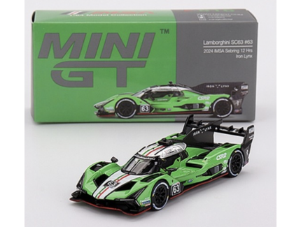 LAMBORGHINI SC63 N°63 IRON LYNX 12H Sebring 2024 -F. Perera - J. Pepper - R. Grosjean 1/64 MINI GT
