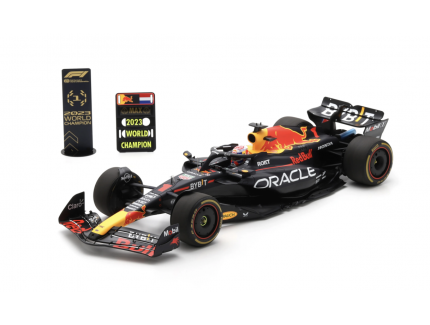 ORACLE RED BULL RACING RB19 NO.1 ORACLE RED BULL RACING QATAR GP 2023 FORMULA ONE DRIVERS' CHAMPION MAX VERSTAPPEN WITH PIT BOARDS 1/12 SPARK