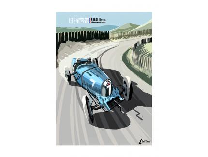 AFFICHE BUGATTI TYPE 35 "L'EPINGLE DES ESSES" 1924 L'AT'LIER CREATIONS