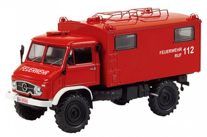 MERCEDES-BENZ UNIMOG 404S FUNKKOFFER "FEUERWEHR"- SCHUCO 1/43