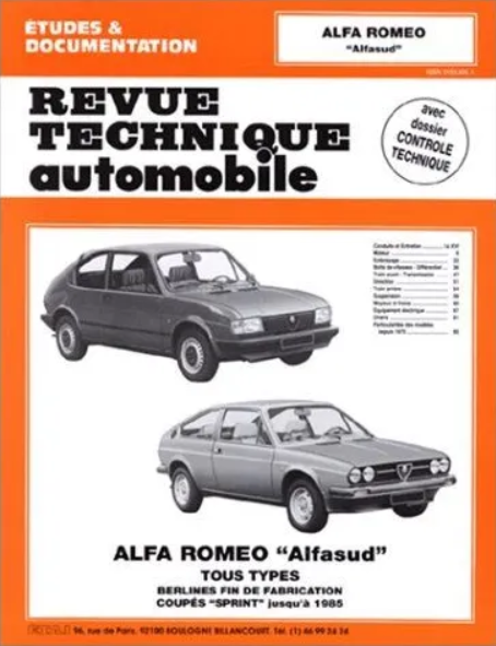 REVUE TECHNIQUE AUTOMOBILE ALFA ROMEO "ALFASUD"