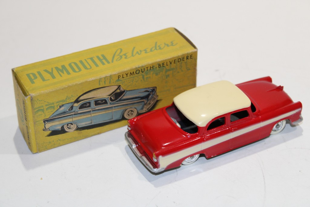 PLYMOUTH BELVEDERE BICOLORE ROUGE/BLANC 1955 CIJ 1/43°