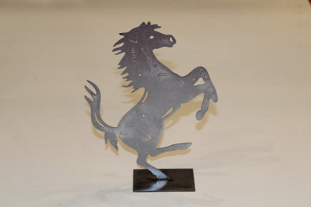 REARING HORSE SILHOUETTE ON SILVER STEEL STAND H25CM