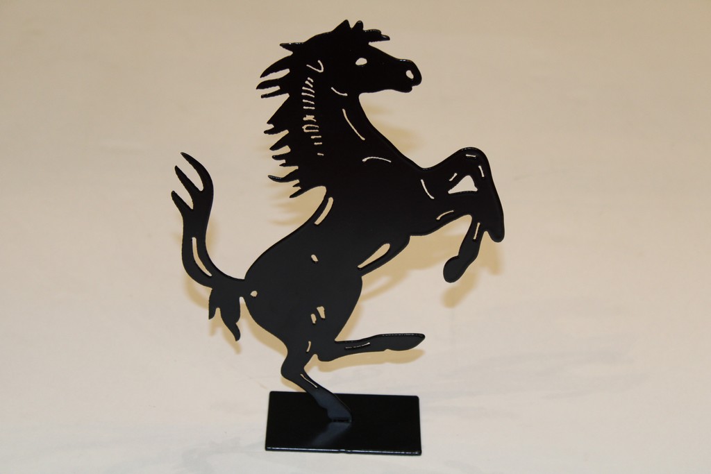 REARING HORSE SILHOUETTE ON BLACK STEEL STAND H23CM