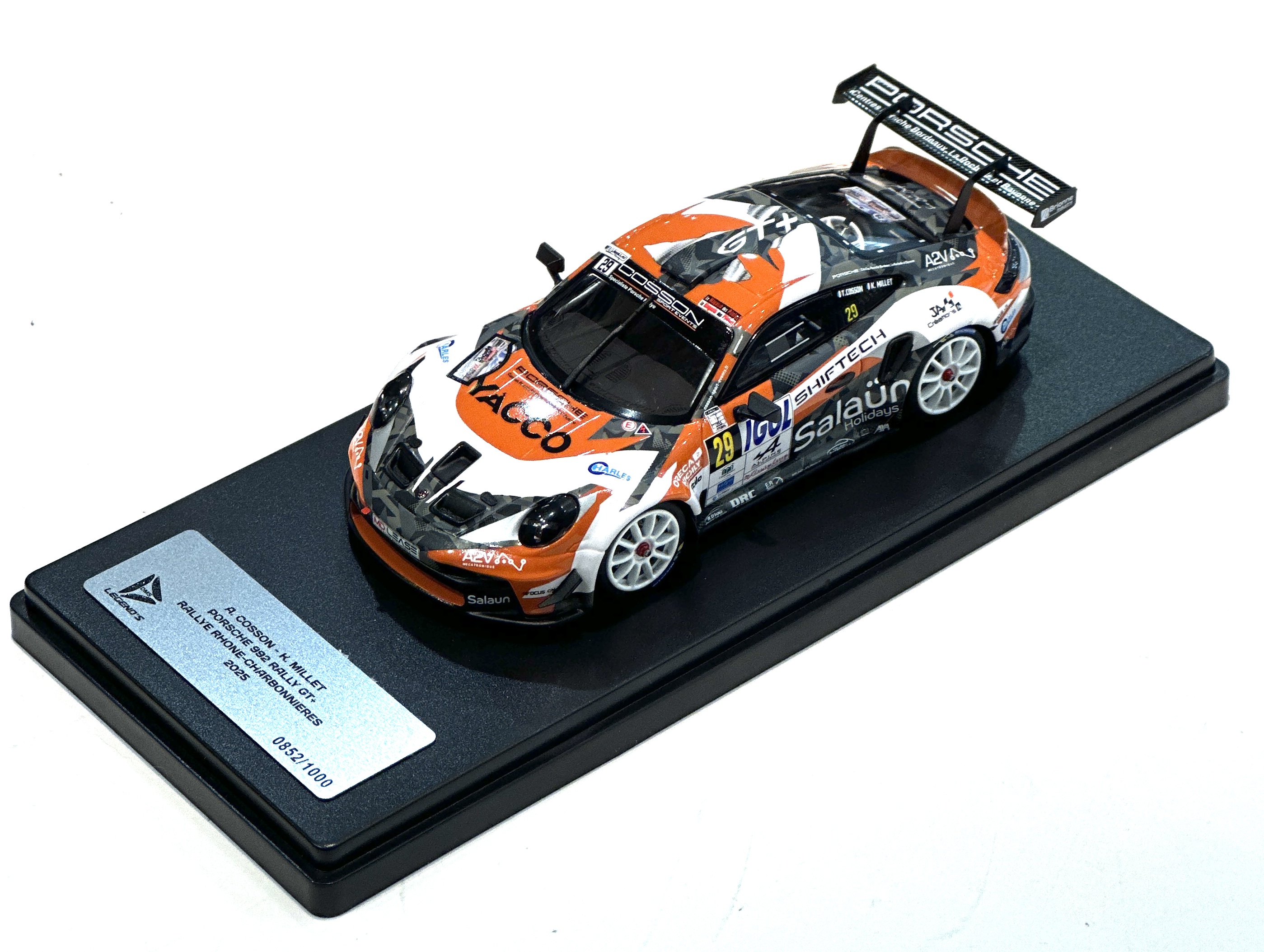Porsche 911 type 992 GT+  COSSON / MILLET Rallye RHONE CHARBONNIERES 2025 DMS Legend's 1/43