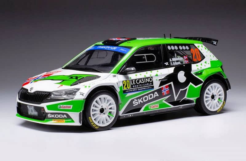 Miniature Skoda Fabia Rally2 Evo N°22, Rallye Monte-Carlo 2021, Ixo 1/43