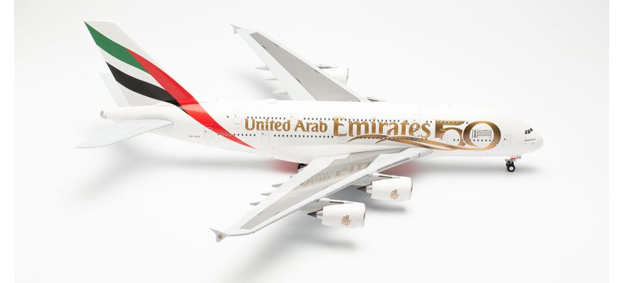 AIRBUS A380-800 EMIRATES 50eme ANNIVERSAIRE HERPA 1/500°