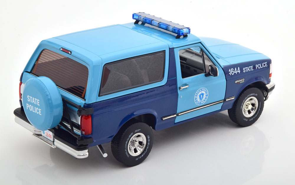 FORD BRONCO XLT MASSACHUSETTS STATE POLICE 1996 GREENLIGHT 1/18°