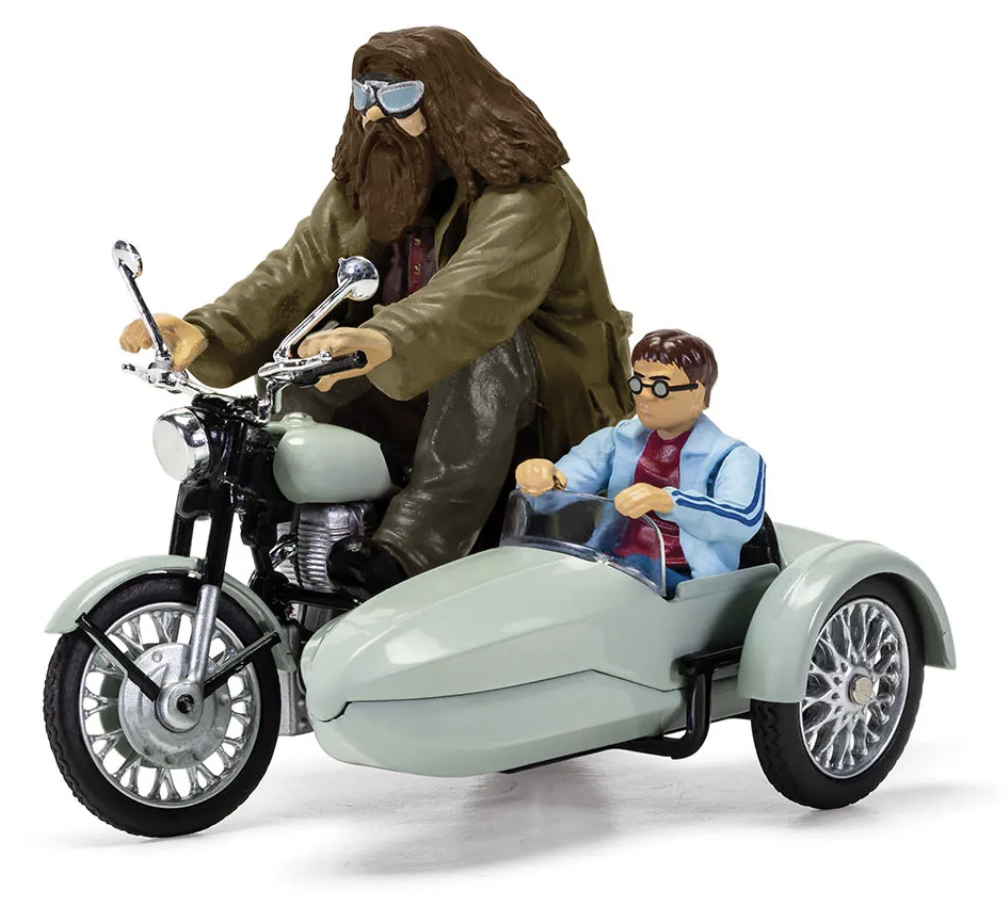 HAGRID'S MOTORCYCLE & SIDE CAR AVEC HARRY POTTER ET HAGRID CORGI 1/43°