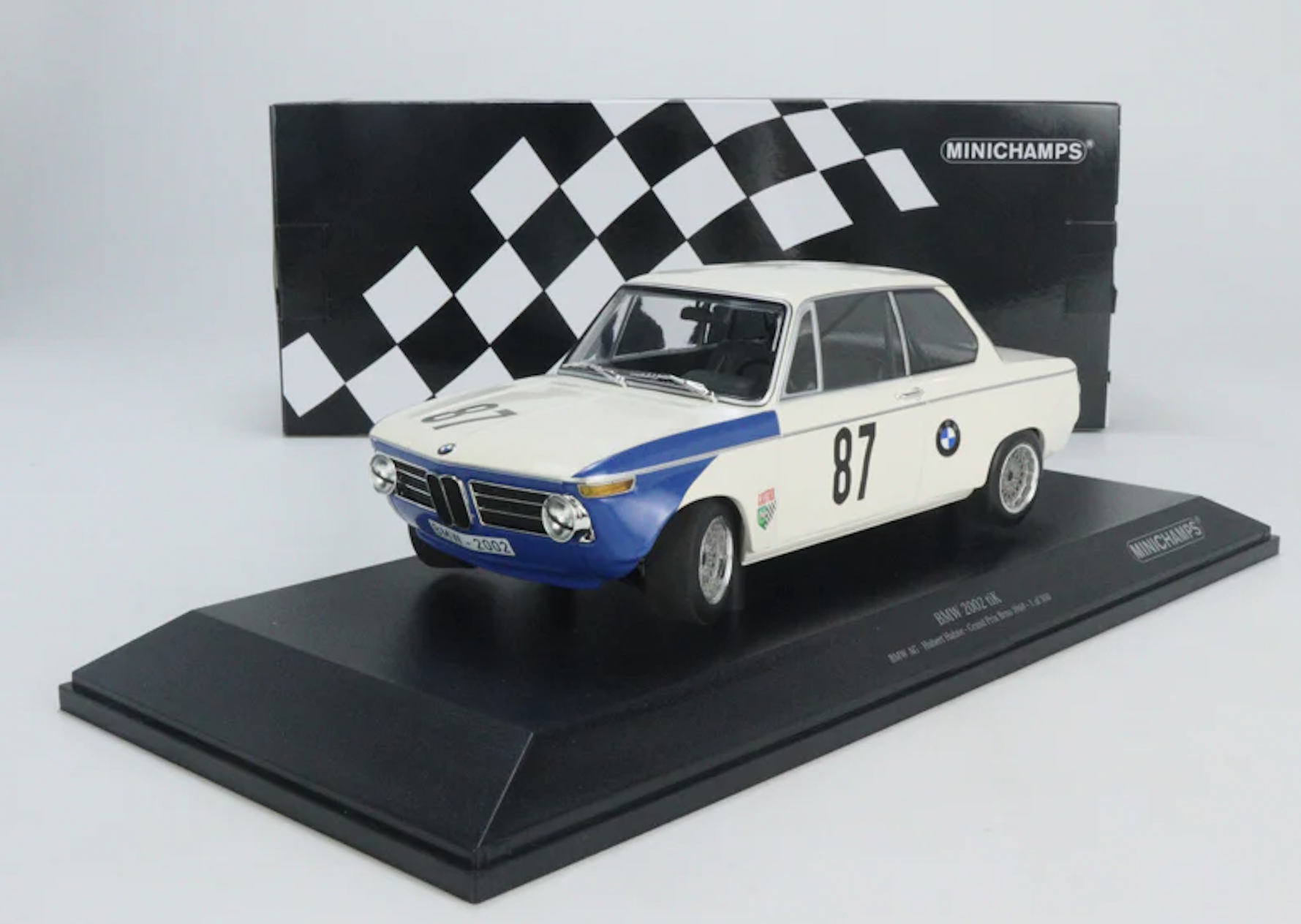 BMW 2002 TIK N°87 HAHNE GP BRNO 1969 MINICHAMPS 1/18°