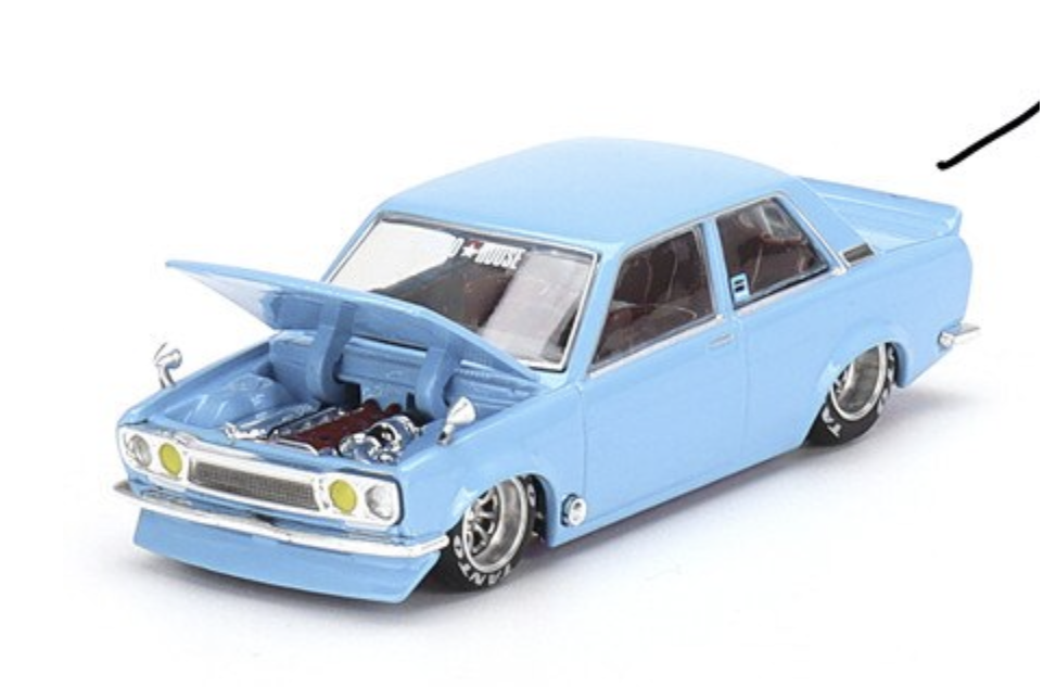 DATSUN 510 STREET TANTO V2 BLEU MINI GT 1/64°