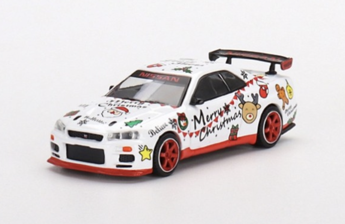 NISSAN SKYLINE GT-R (R34) LIMITED EDITION CHRISTMAS 2022 MINIGT 1/64°