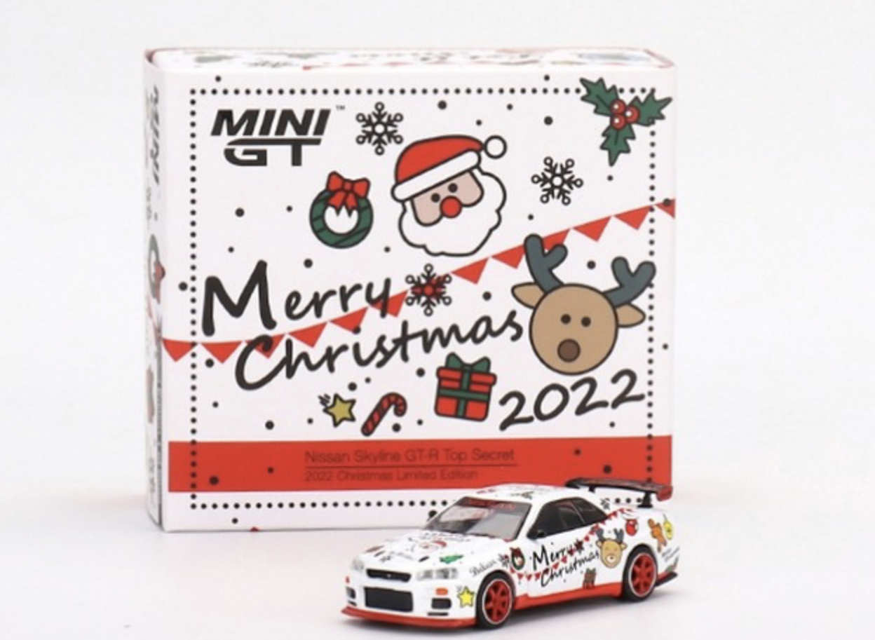 NISSAN SKYLINE GT-R (R34) LIMITED EDITION CHRISTMAS 2022 MINIGT 1/64°