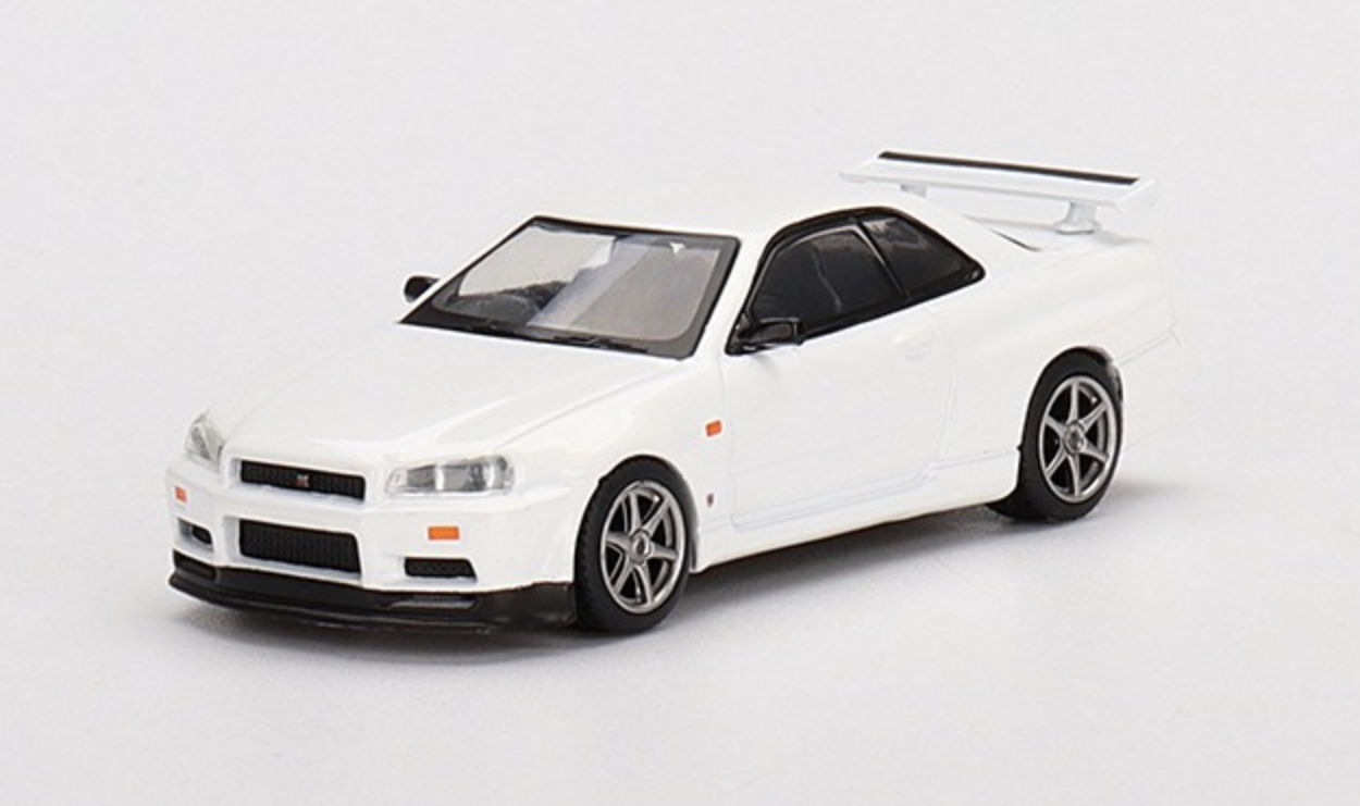 NISSAN SKYLINE GT-R (R34) WHITE MINIGT 1/64°