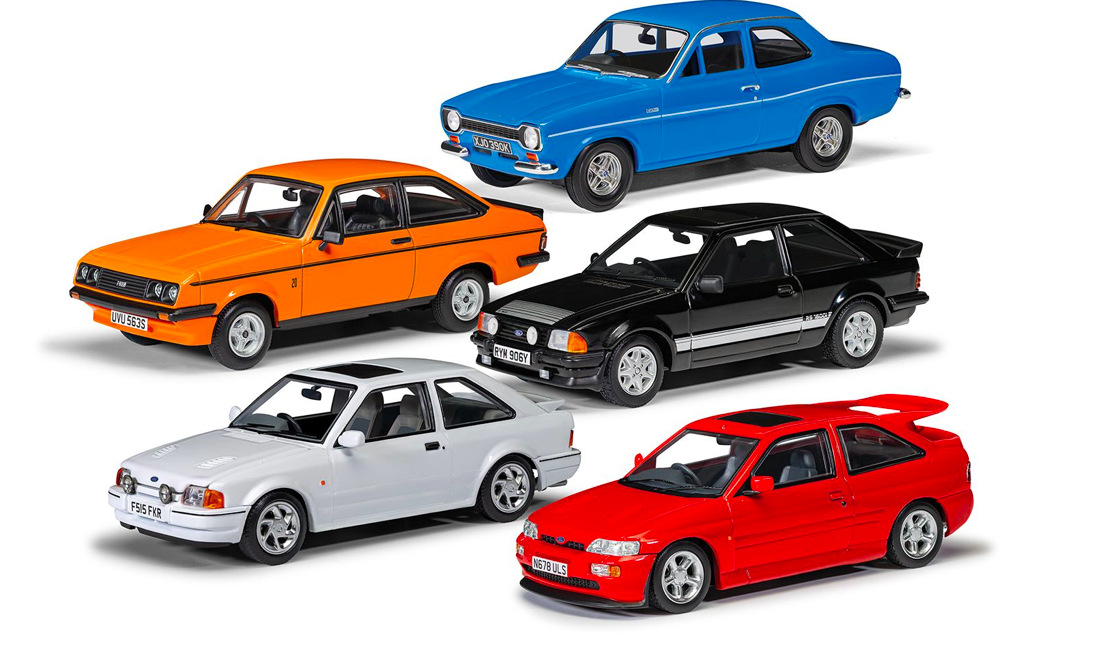 - FORD ESCORT MKL RS1600, ELECTRIC MONZA BLUE - FORD ESCORT MK2 RS2000, SIGNAL ORANGE - FORD ESCORT MK3 RS1600I, BLACK - FORD ESCORT MK4 RS TURBO, DIAMOND WHITE - FORD ESCORT RS COSWORTH LUXURY, RADIANT RED