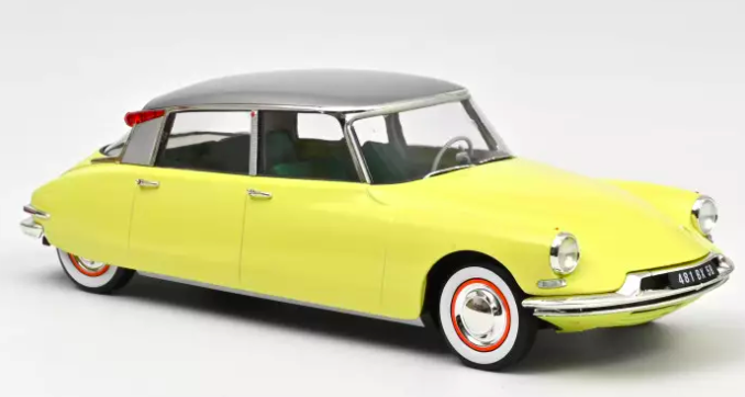 Citroën DS 19 1960 Jaune Jonquille + Caravane Digue Panoramic - NOREV 1/18
