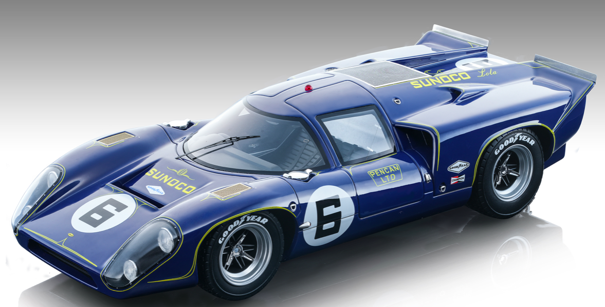 Lola T70 MK3B GT Daytona 24h 1969 car #6 WINNER Team Sunoco Driver: M. Donohue - C.  Parsons - R. Bucknum - Tecnomodel 1/18