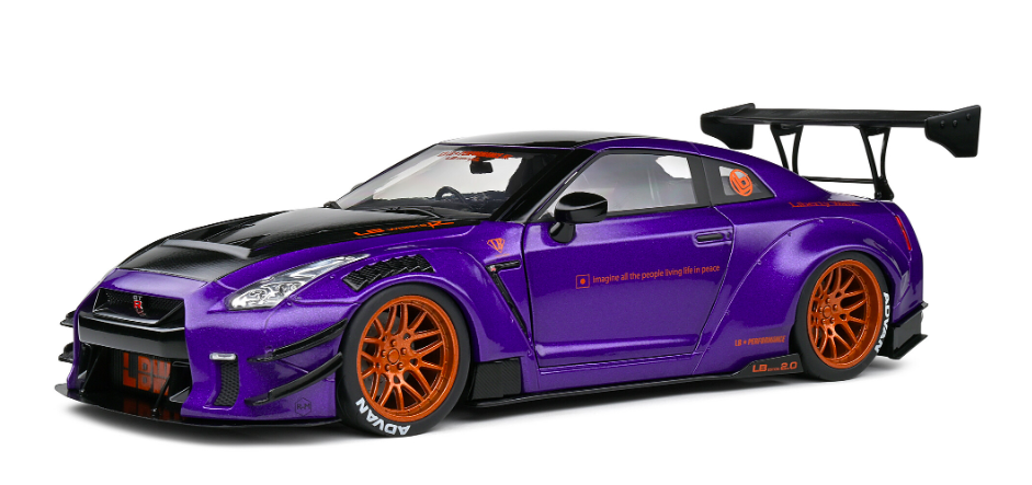 NISSAN GT-R (R35) W/ LIBERTY WALK BODY KIT 2.0 PURPLEZILLA 2022- SOLIDO 1/18