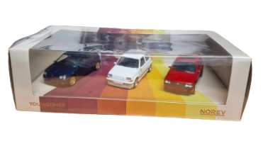 COFFRET YOUNGTIMER CLIO WILLIAMS / SUPERCINQ GT TURBO / 205 GTI NOREV 1/43°