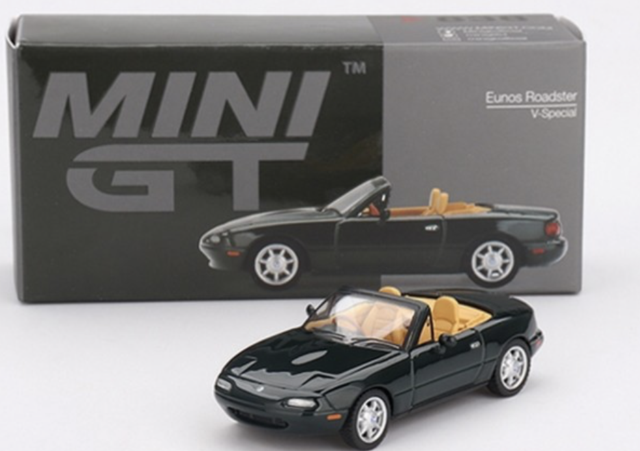 MAZDA MX5 Eunos Roadster Vspecial Excellent Green Mica 1990 RHD MINI GT 1/64