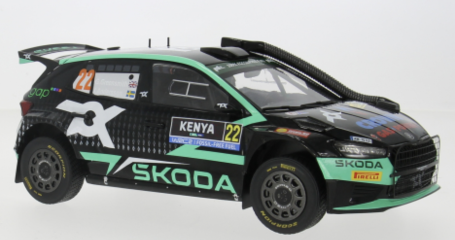SKODA FABIA RALLY2 (2023) N°22 WRC2 SAFARI RALLY KENYA 2024 IXO 1/18°