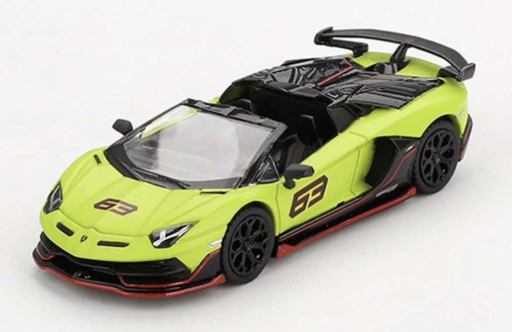 LAMBORGHINI Aventador SVJ 63 Roadster Verde Shock 2022 LHD MINI GT 1/64