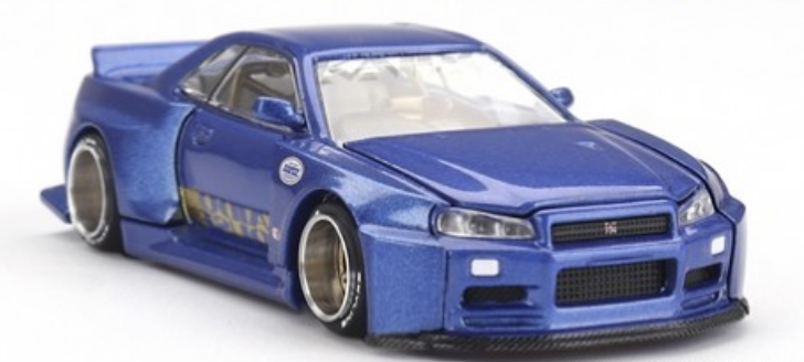 NISSAN Skyline GT-R (R34) Kaido Works (V2 Aero) Shinjuku V2 1999 MINI GT 1/64