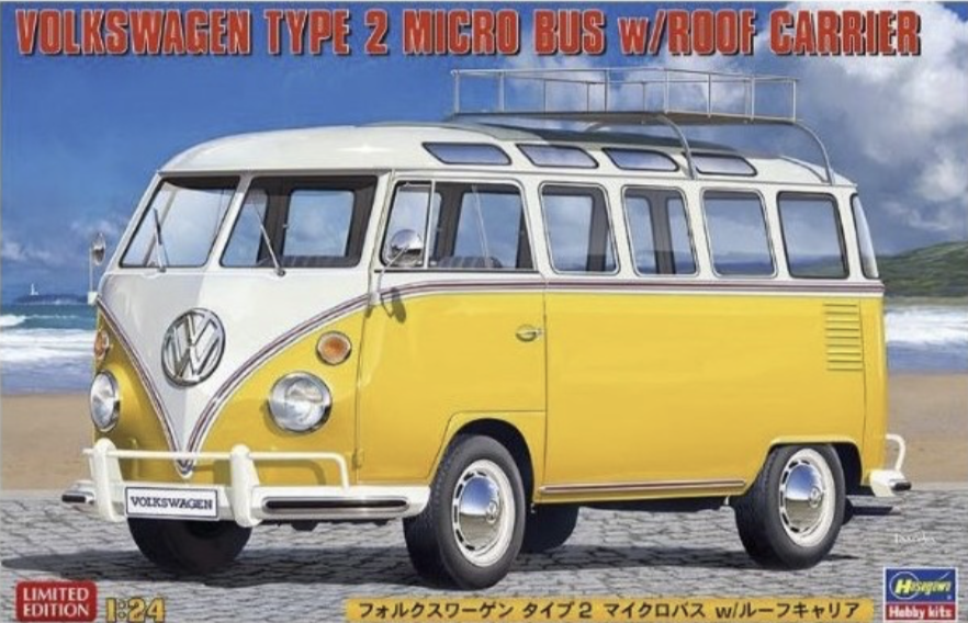VOLKSWAGEN TYPE 2 MICRO BUS W/ROOF CARRIER HASEGAWA 1/24