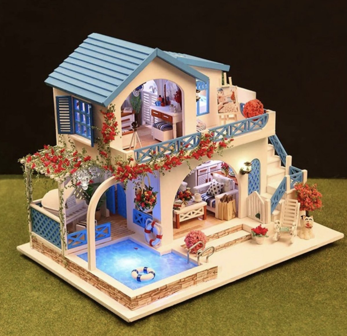 MINIATURE HOUSE - BLUE AND WHITE TOWN - CUTEBEE