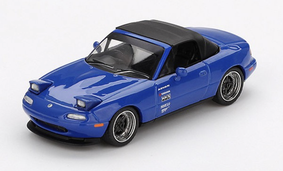 MAZDA MX-5 Miata Tuned version Dark Blue 1990 MINI GT 1/64