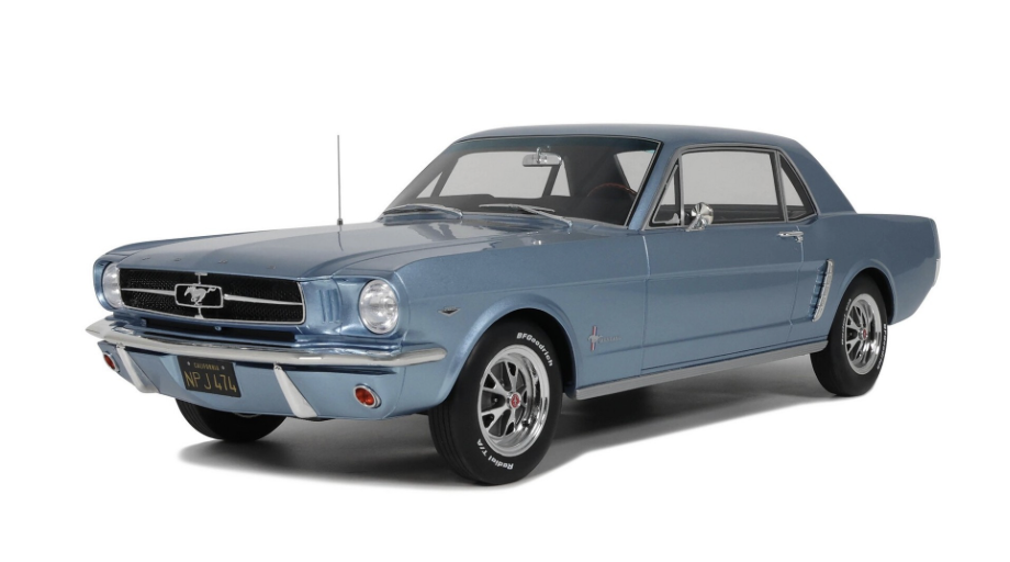 Ford Mustang V8 Hardtop Silver Blue Pony 1965 OTTO 1/18