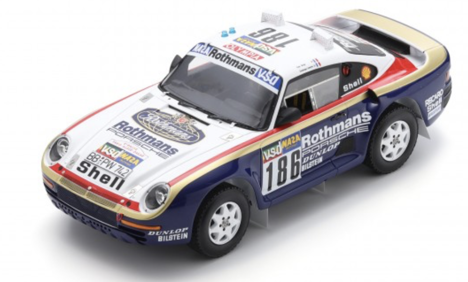PORSCHE 959 N°186 Vainqueur Rallye Paris Dakar 1986 SPARK 1/18