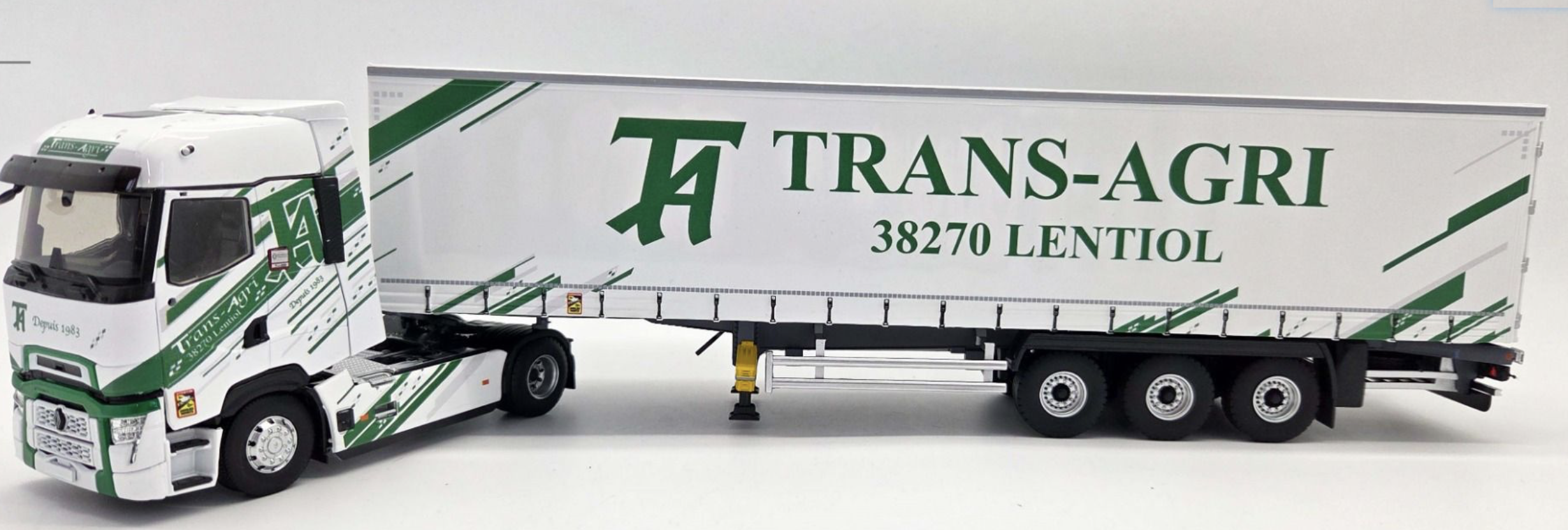RENAULT T High 2023 4x2 avec remorque bâchée 3 Essieux TRANS-AGRI Eligor 1/43