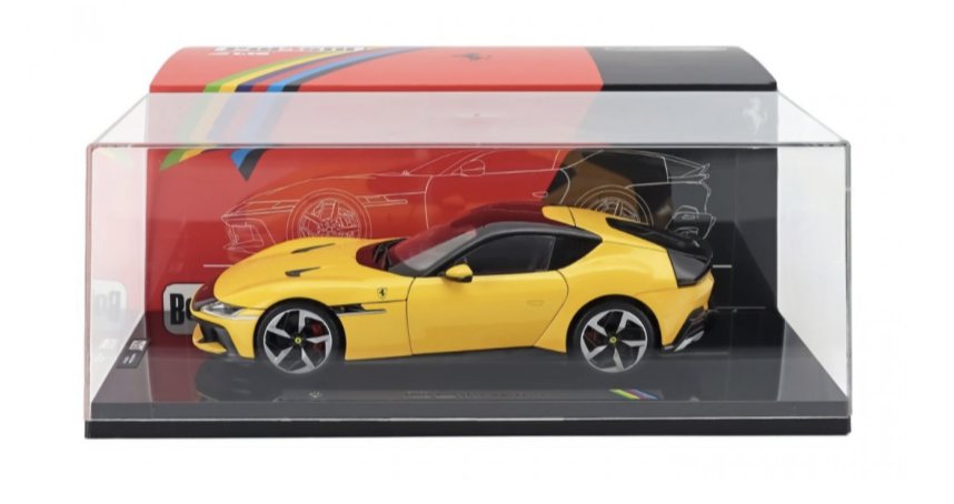 Ferrari 12Cilindri 2024 jaune avec vitrine POLISTIL 1/18